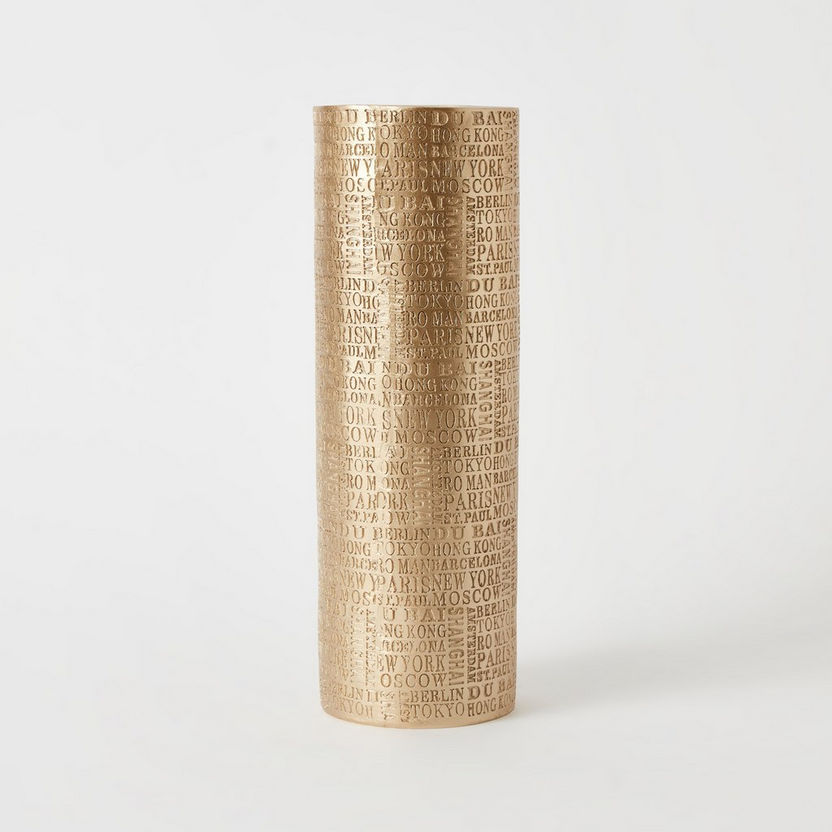 Sicily Polyresin Typography Cylinder Vase - 11x11x32 cm-Vases-image-5