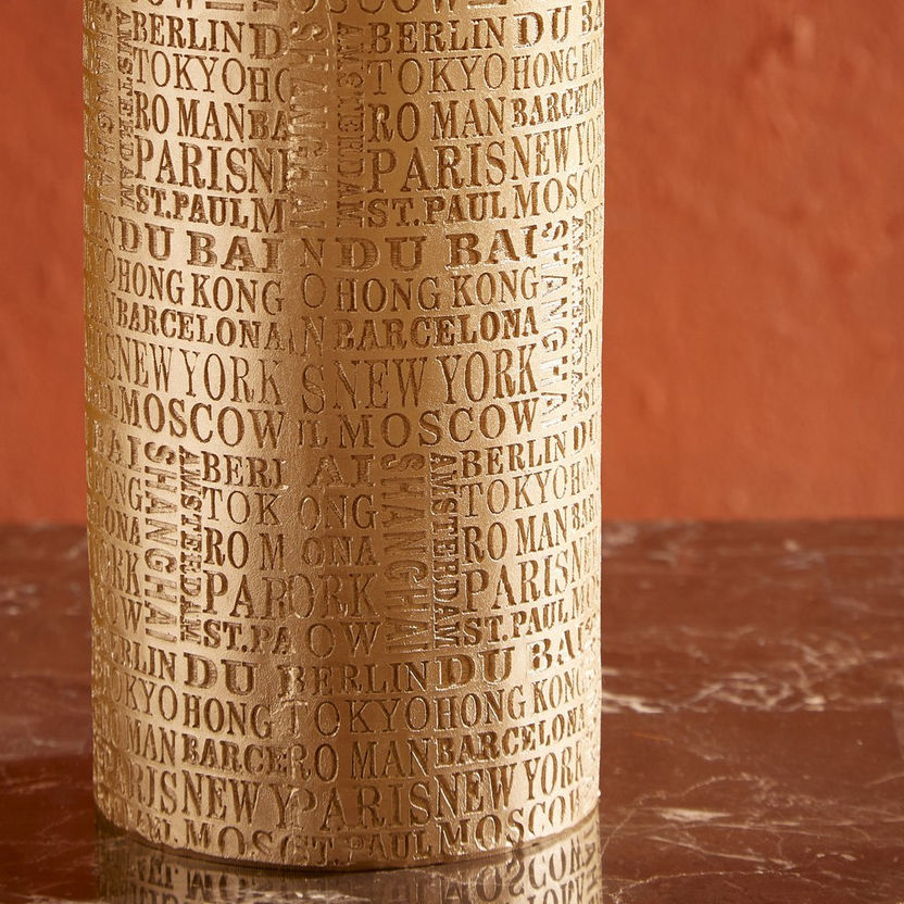 Sicily Polyresin Typography Cylinder Vase - 11x11x25 cm-Vases-image-2