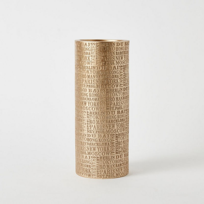 Sicily Polyresin Typography Cylinder Vase - 11x11x25 cm-Vases-image-5