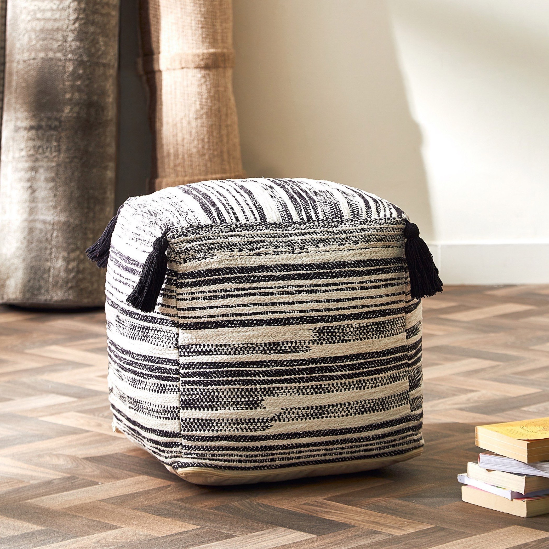 Mono Slub Pouf - 40x40 cm-hbxlivingroom-sofasandarmchairs-ottomansandfootstools-image-1
