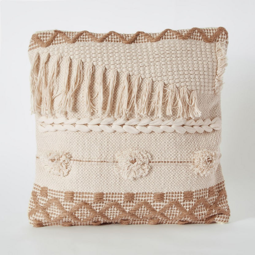 Natura Noah Handmade Cotton Jute Filled Cushion - 45x45 cm-Filled Cushions-image-4