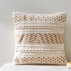Natura Oscar Handmade Cotton Jute Filled Cushion - 45x45 cms