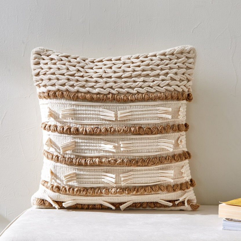 Natura Harper Handmade Cotton Jute Filled Cushion - 45x45 cm-Filled Cushions-image-0