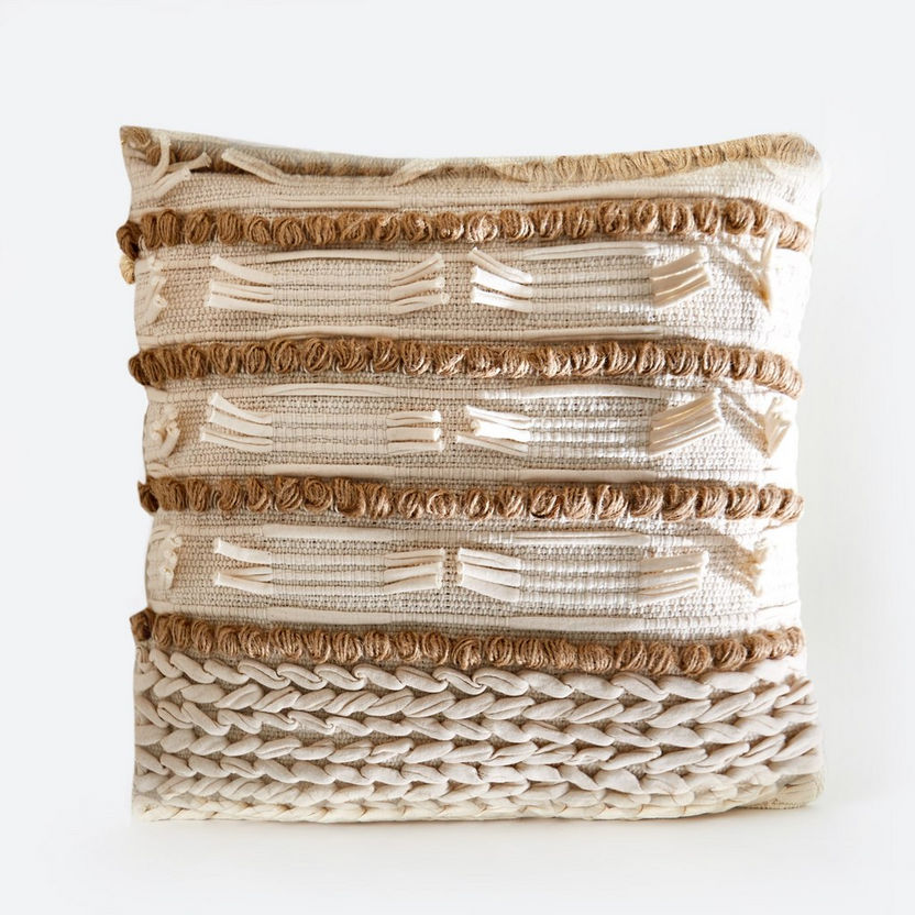 Natura Harper Handmade Cotton Jute Filled Cushion - 45x45 cm-Filled Cushions-image-4