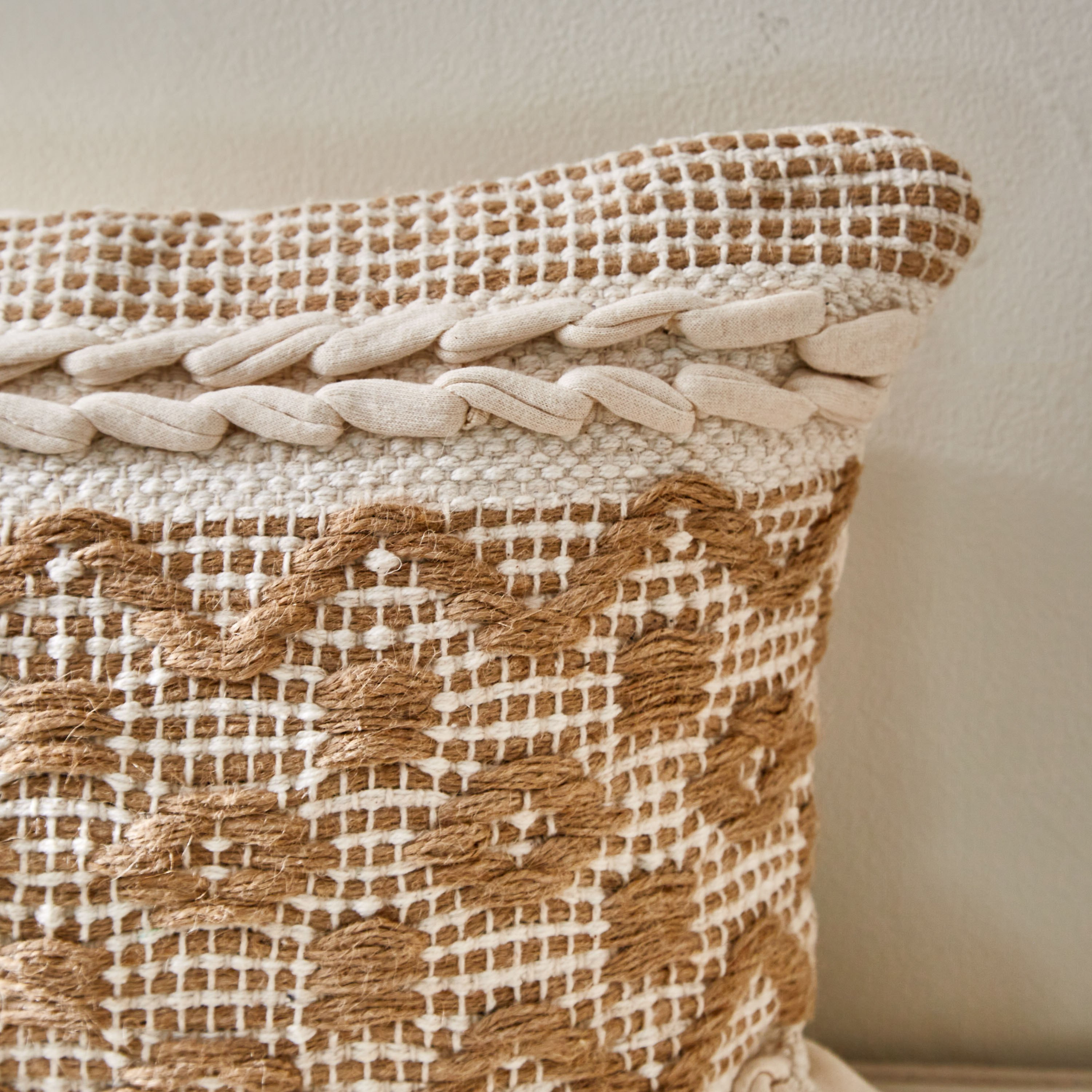 Natura Theo Handmade Cotton Jute Filled Cushion - 30x50 cm-hbxlivingroom-furnishings-cushionsandcovers-filledcushions-image-2