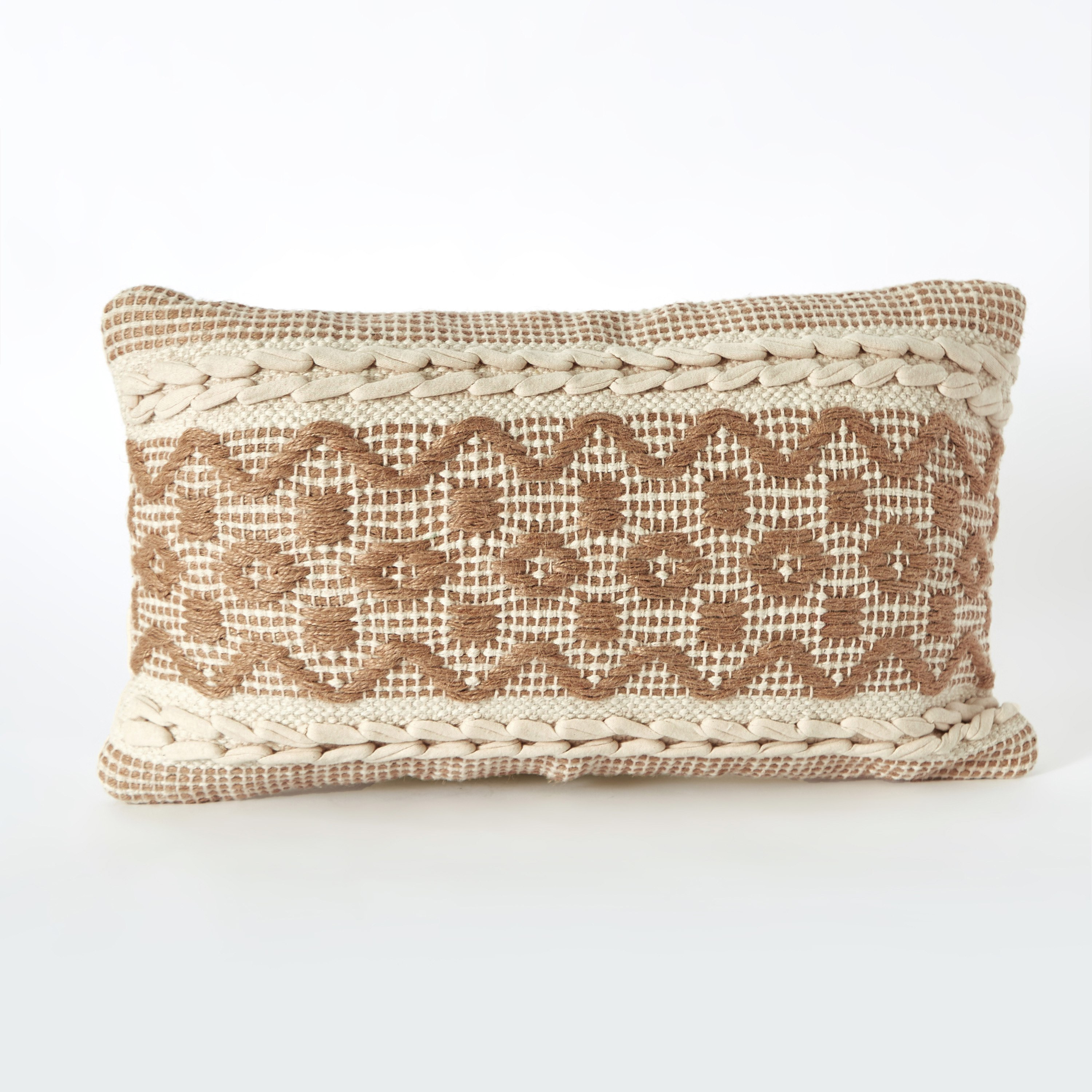Natura Theo Handmade Cotton Jute Filled Cushion - 30x50 cm-hbxlivingroom-furnishings-cushionsandcovers-filledcushions-image-5