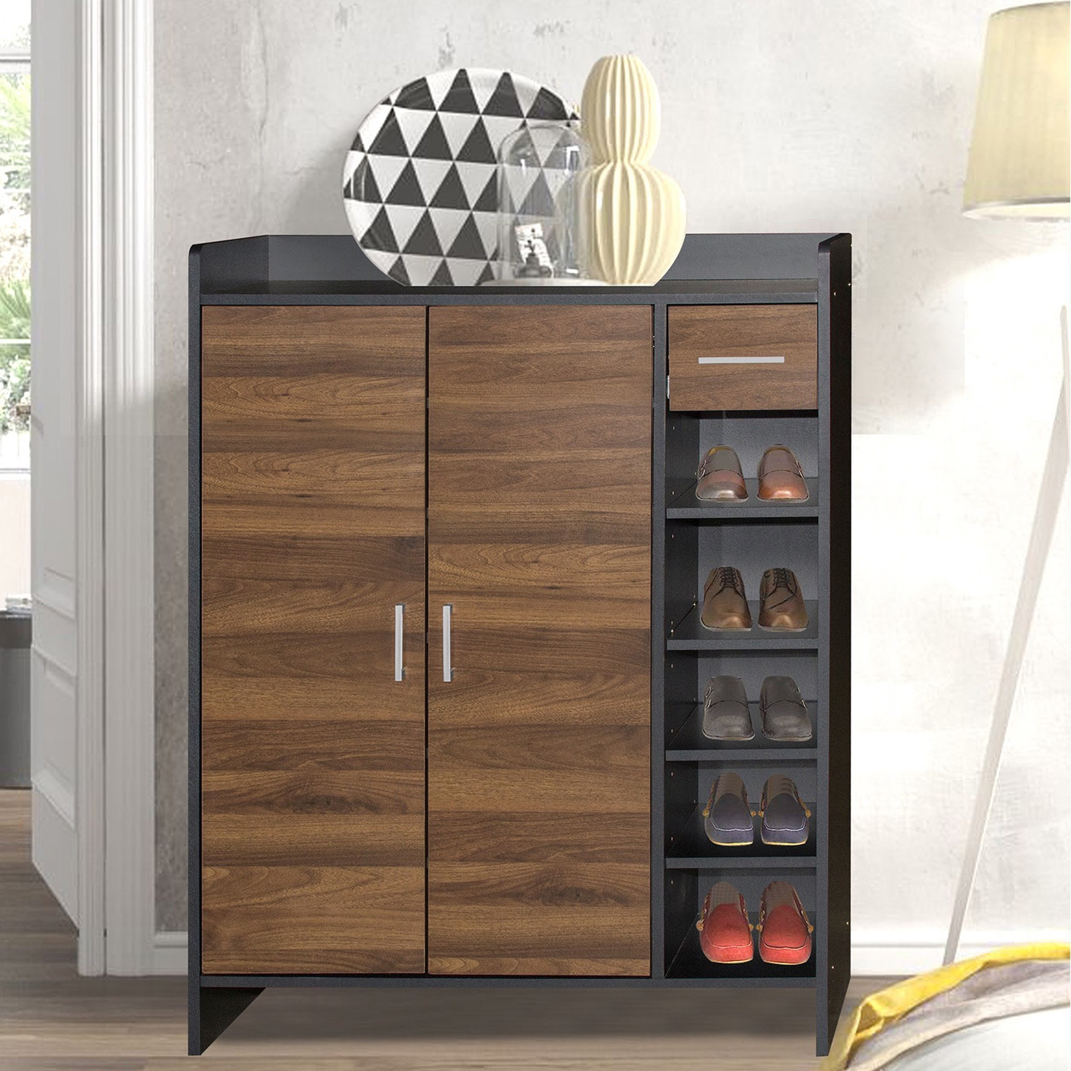 خزانة أحذية ببابين ودرج لـ23 زوجا من بيرن-hbxbedroom-shoecabinetsandracks-image-1