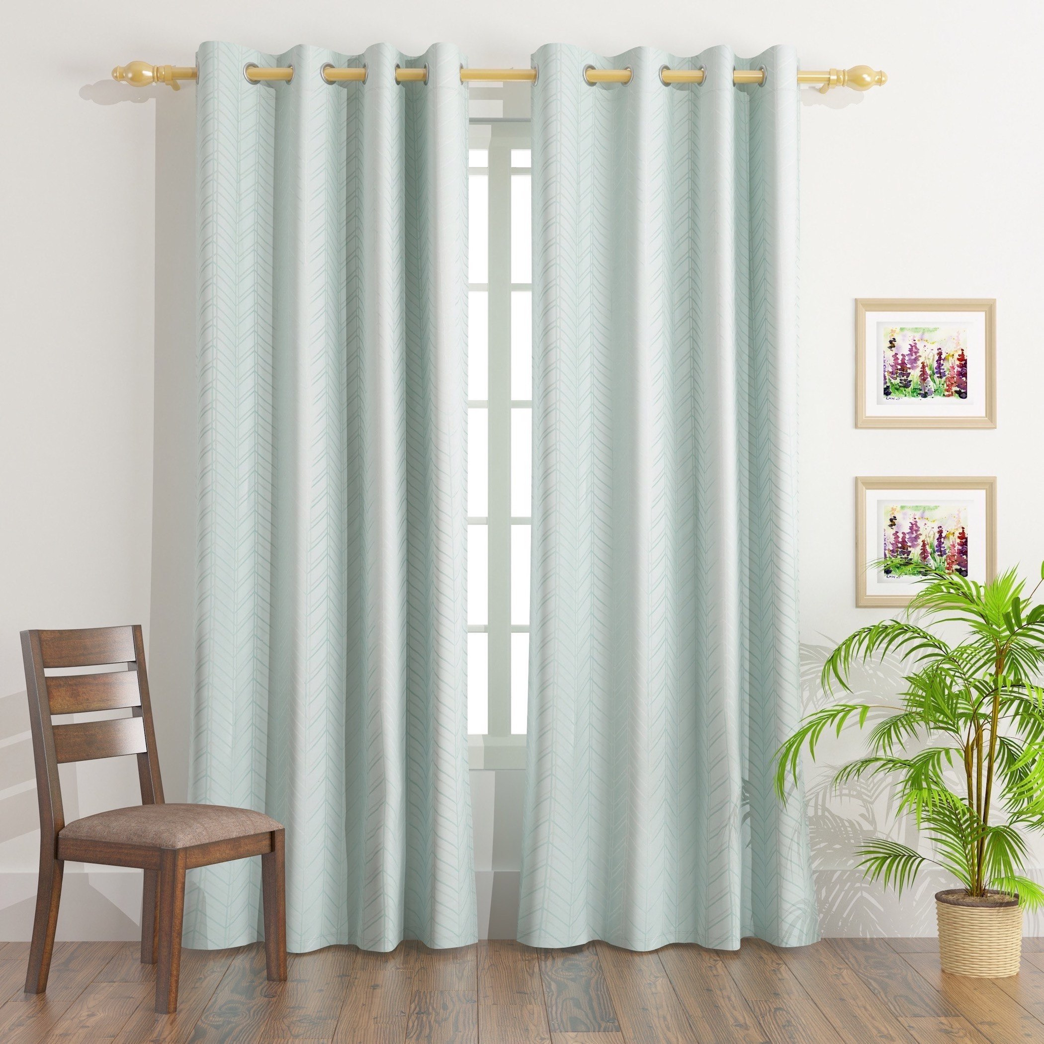 طقم ستائر شيفرون جاكار من قطعتين من أديسا - 135x240 سم-hbxhomeware-hbxdecorandfurnishings-image-1