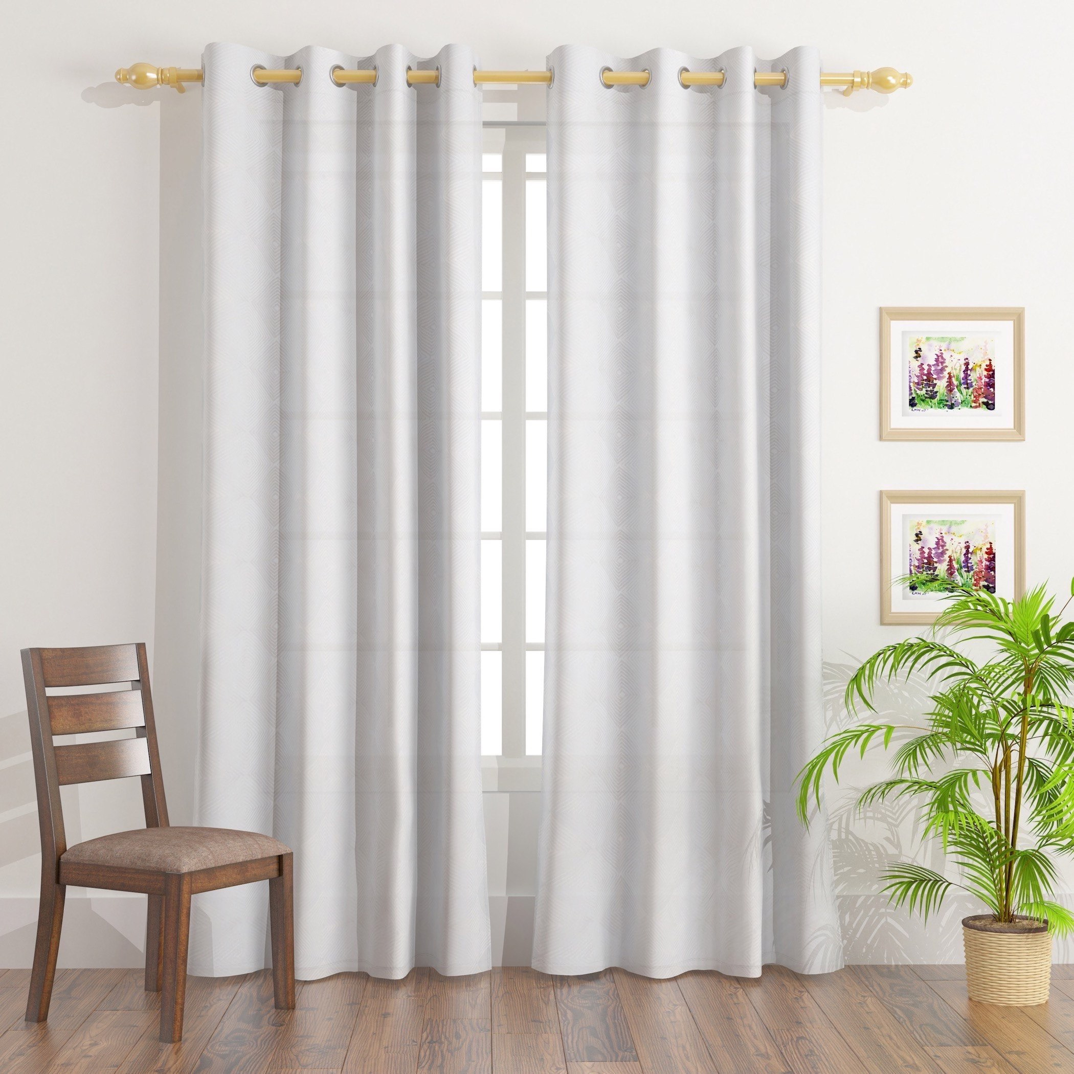 Diamond 2-Piece Embroidered Sheer Curtain Set - 130x240 cm-hbxhomeware-hbxdecorandfurnishings-image-1