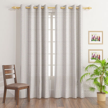 Leaves 2-Piece Embroidered Sheer Curtain Set - 130x240 cms