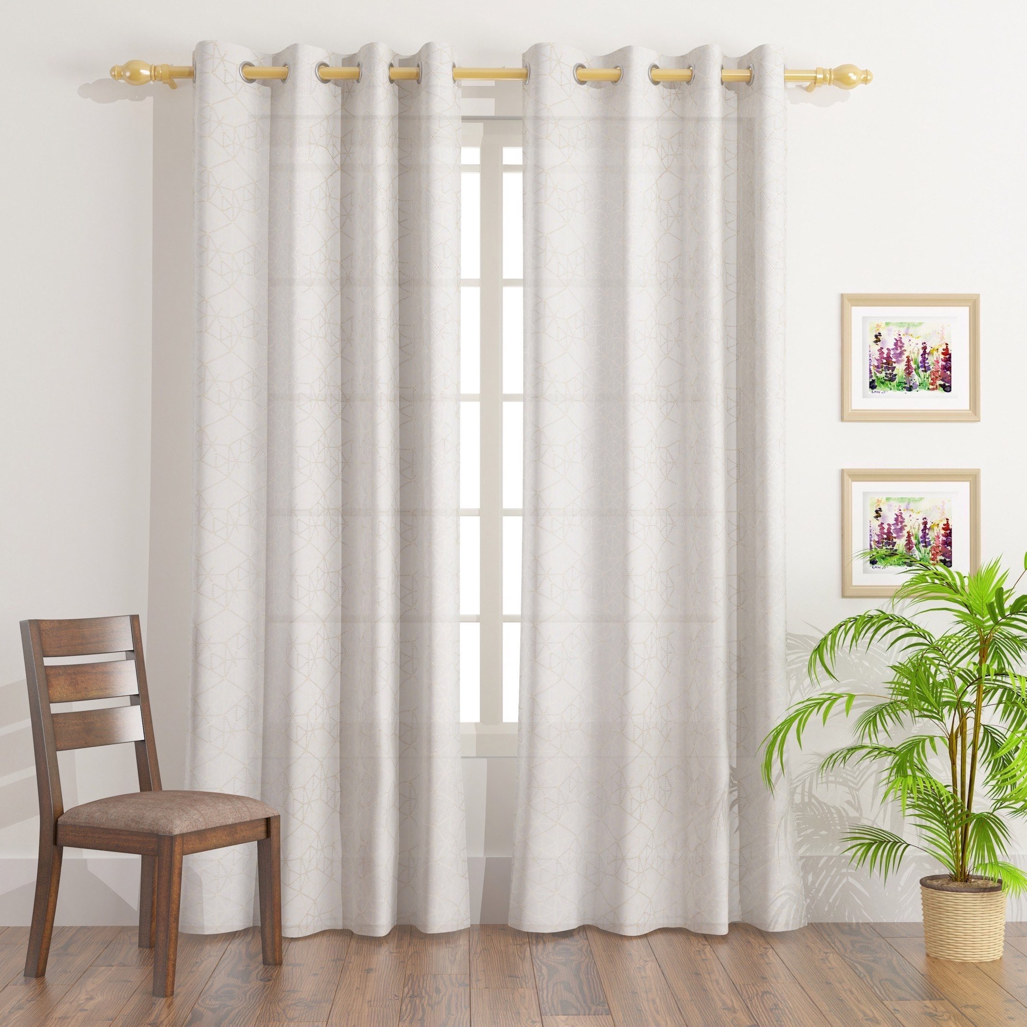 طقم ستائر شفّافة مطرّزة قطعتين من جليز - 130x240 سم-hbxhomeware-hbxdecorandfurnishings-image-1