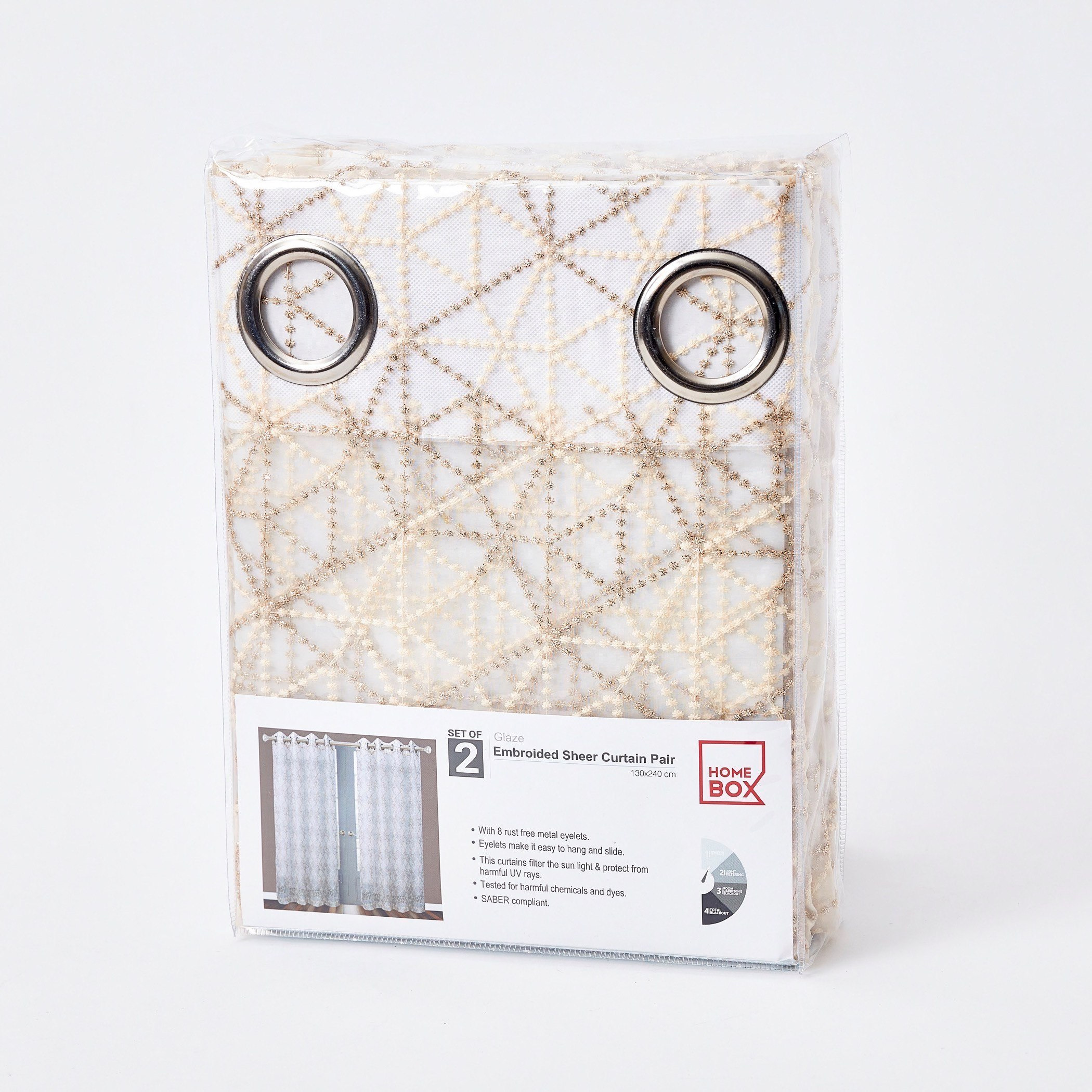 طقم ستائر شفّافة مطرّزة قطعتين من جليز - 130x240 سم-hbxhomeware-hbxdecorandfurnishings-image-4