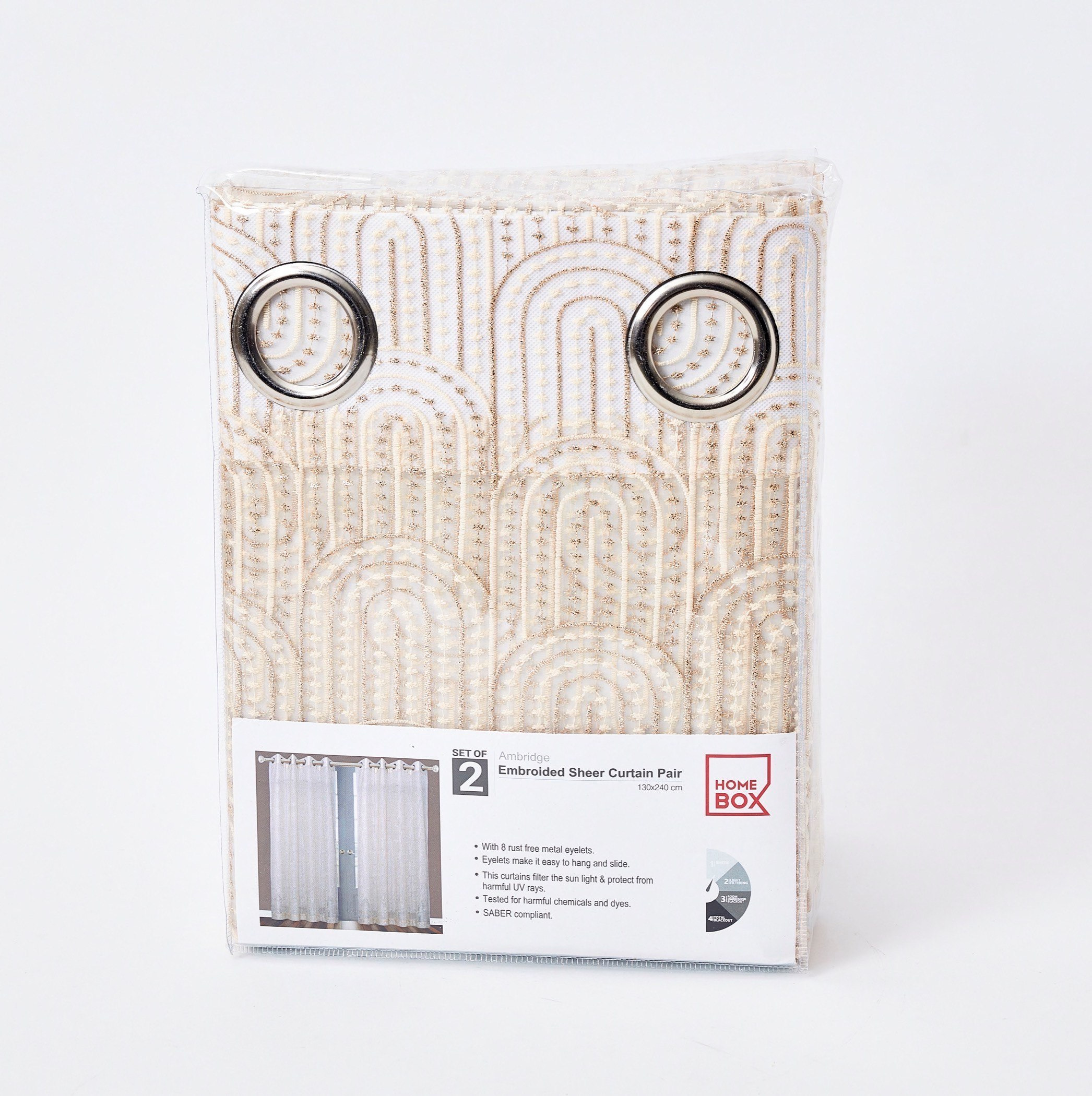 طقم ستائر شفّافة مطرّزة قطعتين من أمبريدج - 130x240 سم-hbxhomeware-hbxdecorandfurnishings-image-4