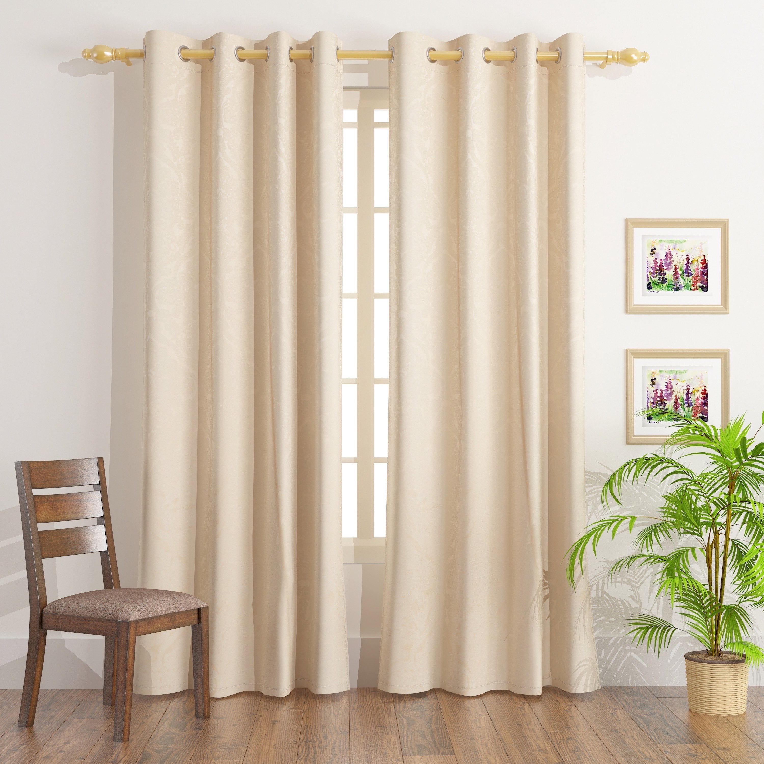 طقم ستائر جاكار قطعتين - 135x300 سم - شين-hbxhomeware-hbxdecorandfurnishings-image-1