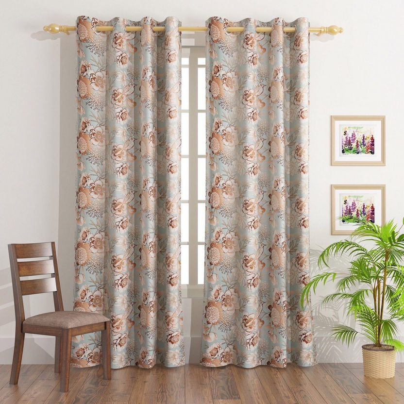 Gloom Flora 2-Piece Printed Dimout Curtain Pair - 135x240 cm-Curtains-image-0