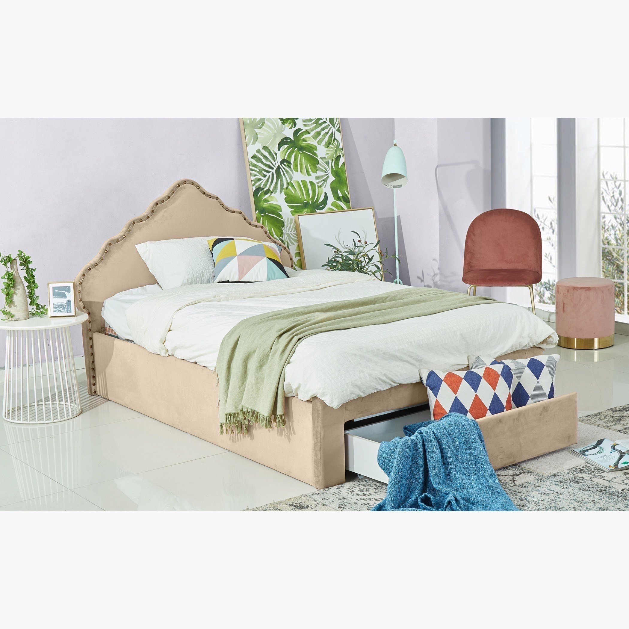 سرير مزدوج منجّد بدرج من هالمستاد باكستون - 120x200 سم-hbxfurniture-kidsroom-kidsroomsets-twin-image-1