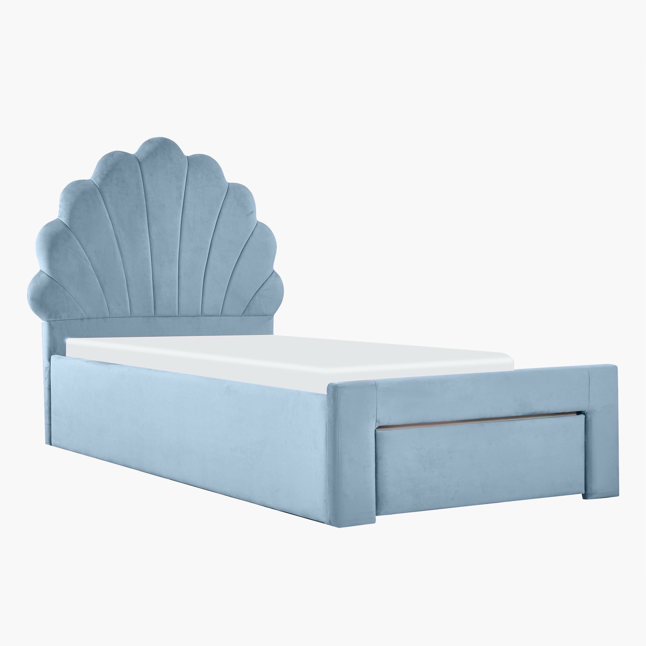 Halmstad Seashell Single Upholstered Bed with Drawer - 90x200 cm-hbxkidsandyouth-bedsandbedsets-beds-single-image-2