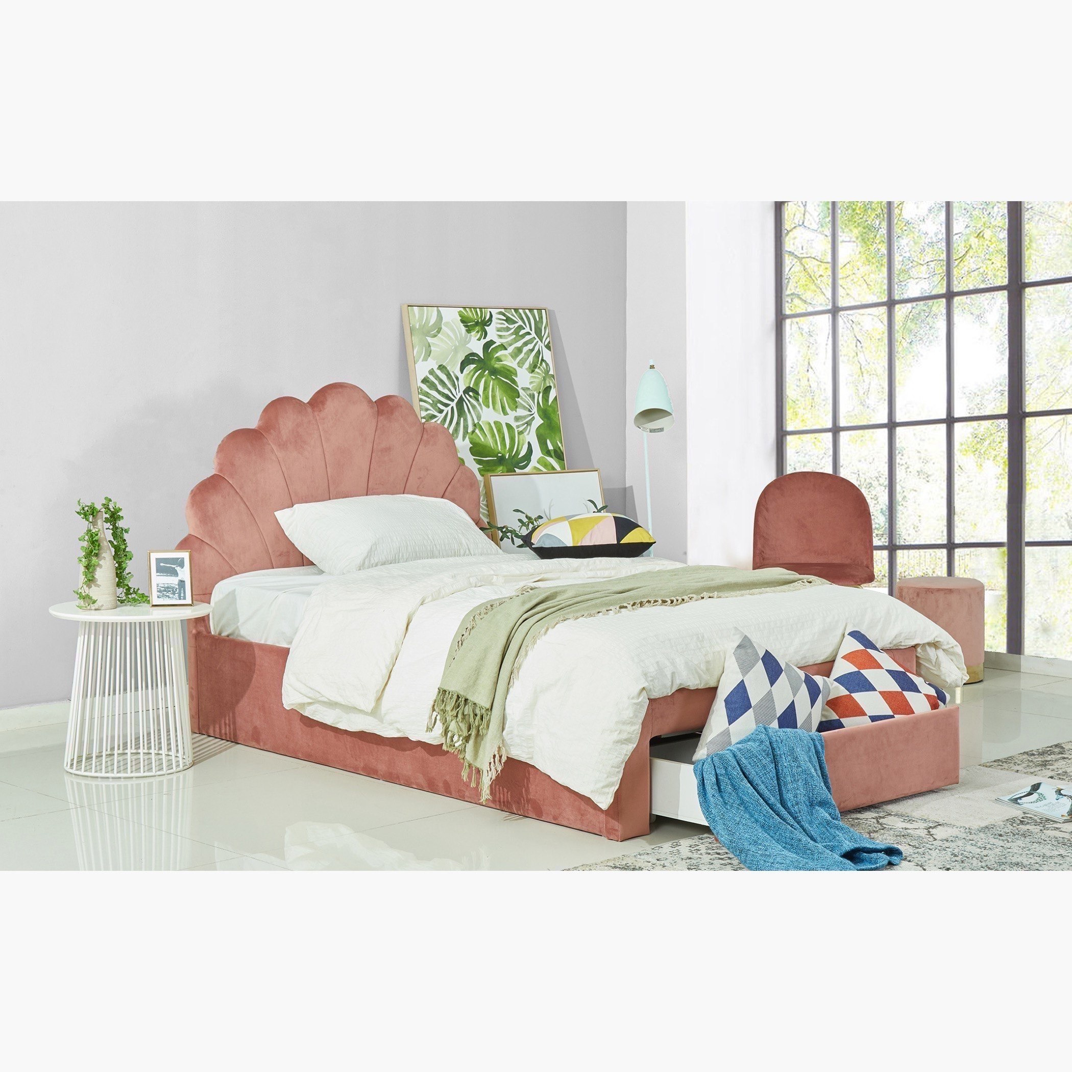 سرير فردي منجّد بدرج من هالمستاد سيشيل - 90x200 سم-hbxkidsandyouth-bedsandbedsets-beds-single-image-1