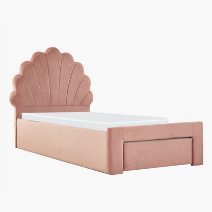 Halmstad Seashell Single Upholstered Bed with Drawer - 90x200 cms