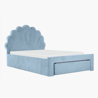 Halmstad Seashell Twin Upholstered Bed with Drawer - 120x200 cms