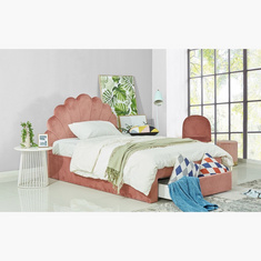 Halmstad Seashell Twin Upholstered Bed with 1 Drawer - 120x200 cms