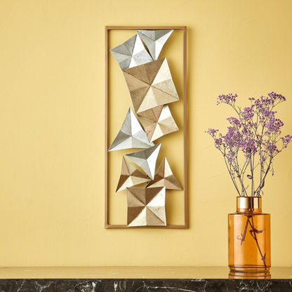 Walton Faceted Metal Wall Art with Frame - 25x3x61 cms