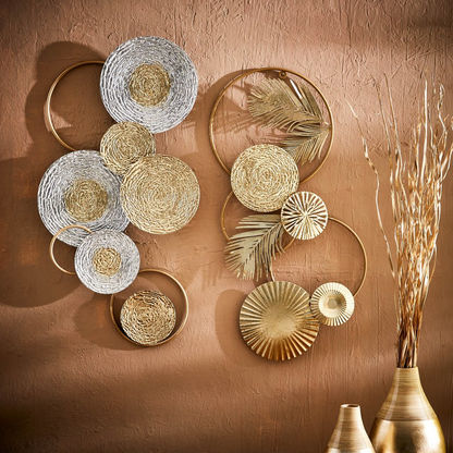 Walton Metal Abstract Textured Spheres Wall Accent - 77x5x41 cms