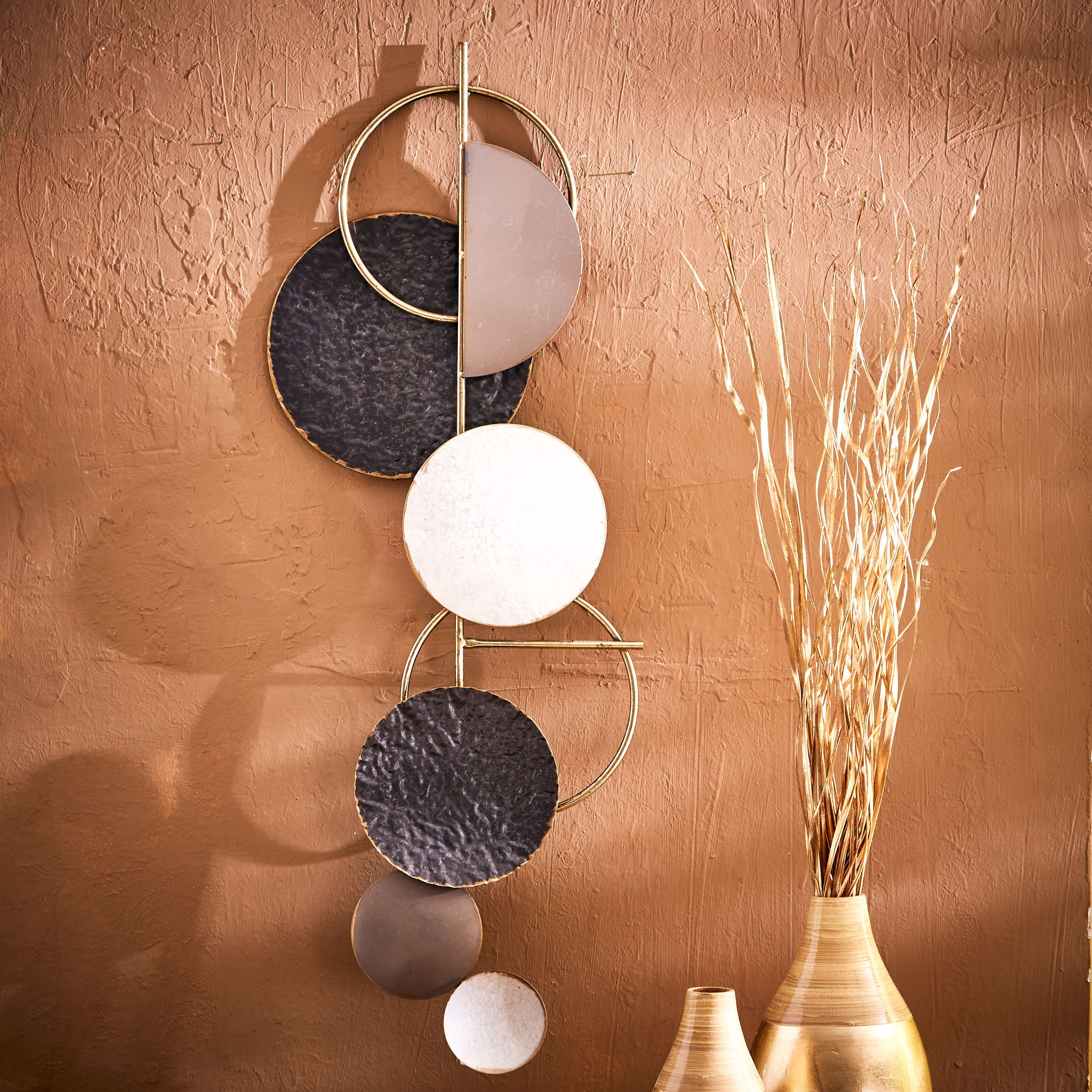 Walton Metal Half Circle Greige Wall Accent - 100x4x38 cm-hbxdiningroom-walldecor-wallart-image-4
