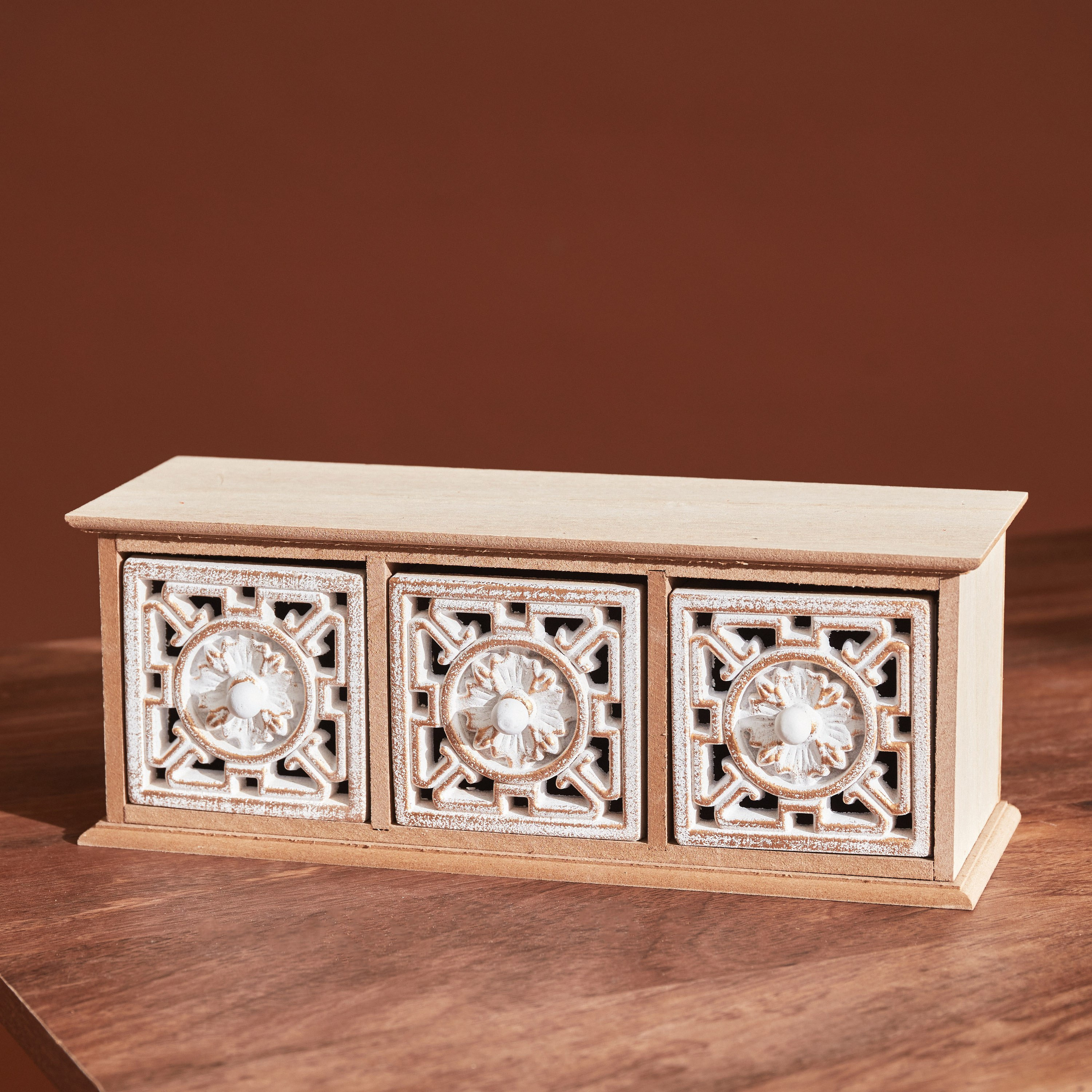 Zyla MDF Cabinet with 3 Drawers - 29x11x10 cm-hbxdecorandfurnishings-homeaccessories-storage-image-1