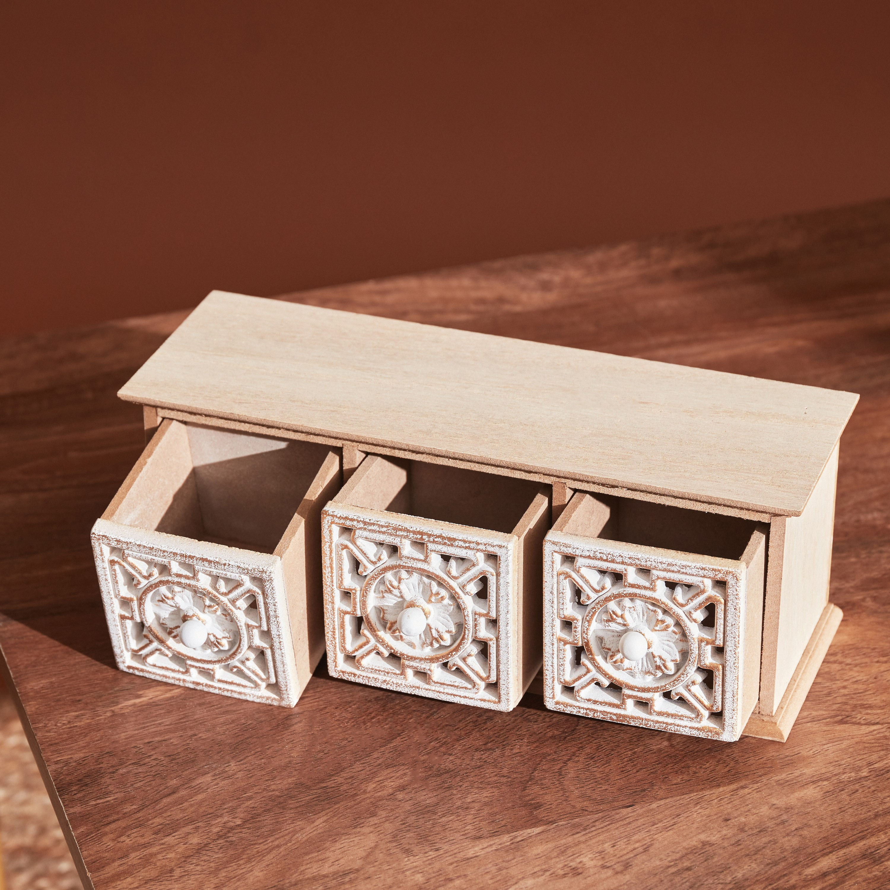 Zyla MDF Cabinet with 3 Drawers - 29x11x10 cm-hbxdecorandfurnishings-homeaccessories-storage-image-2