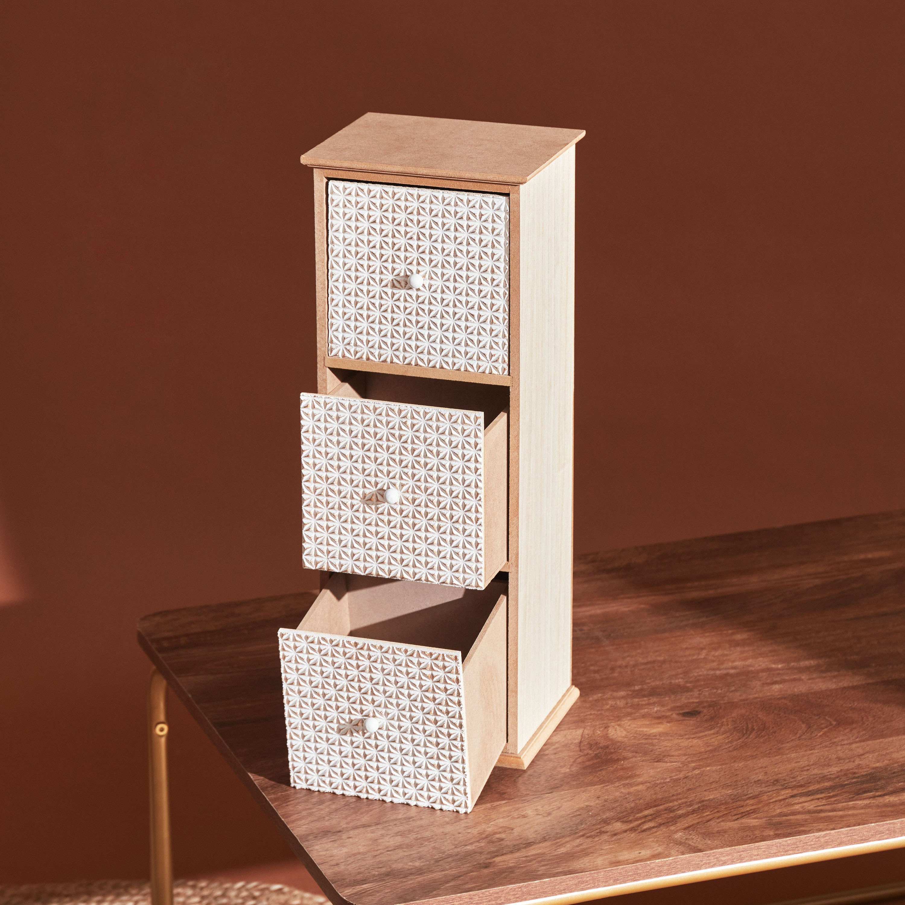 خزانة بشكل سلة منسوجة بـ3 أدراج من زيلا - 18x16x50 سم-hbxdecorandfurnishings-homeaccessories-storage-image-2