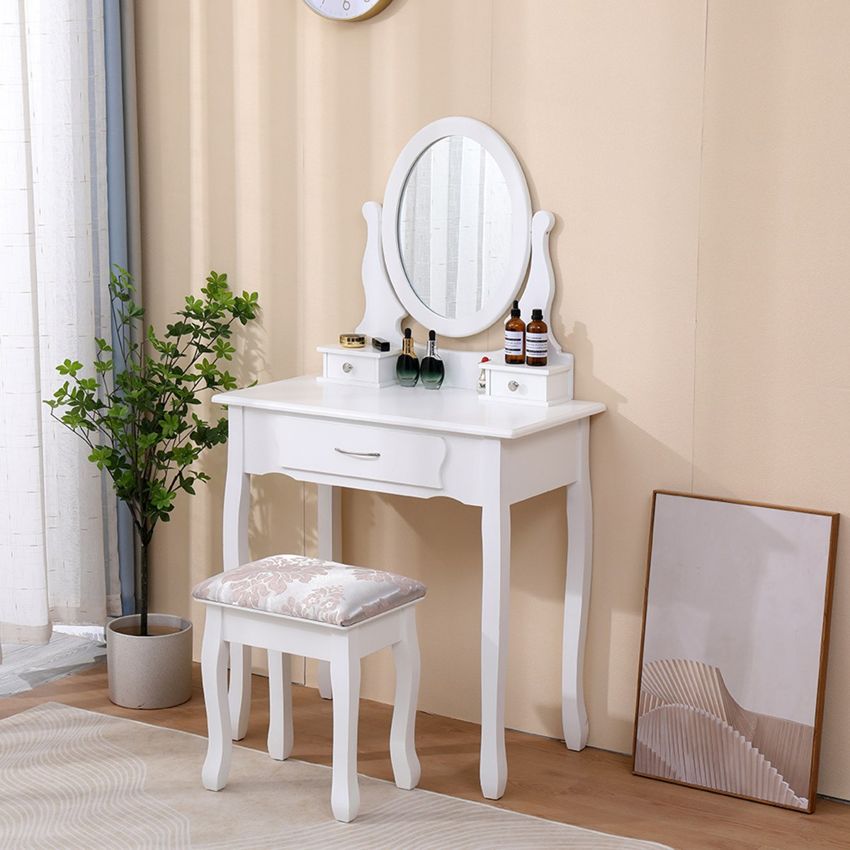طاولة تزيين 3 أدراج مع مرآة ومقعد - برنسيس فانيتي من موڤو -hbxfurniture-kidsroom-kidsdressersandmirrors-image-3