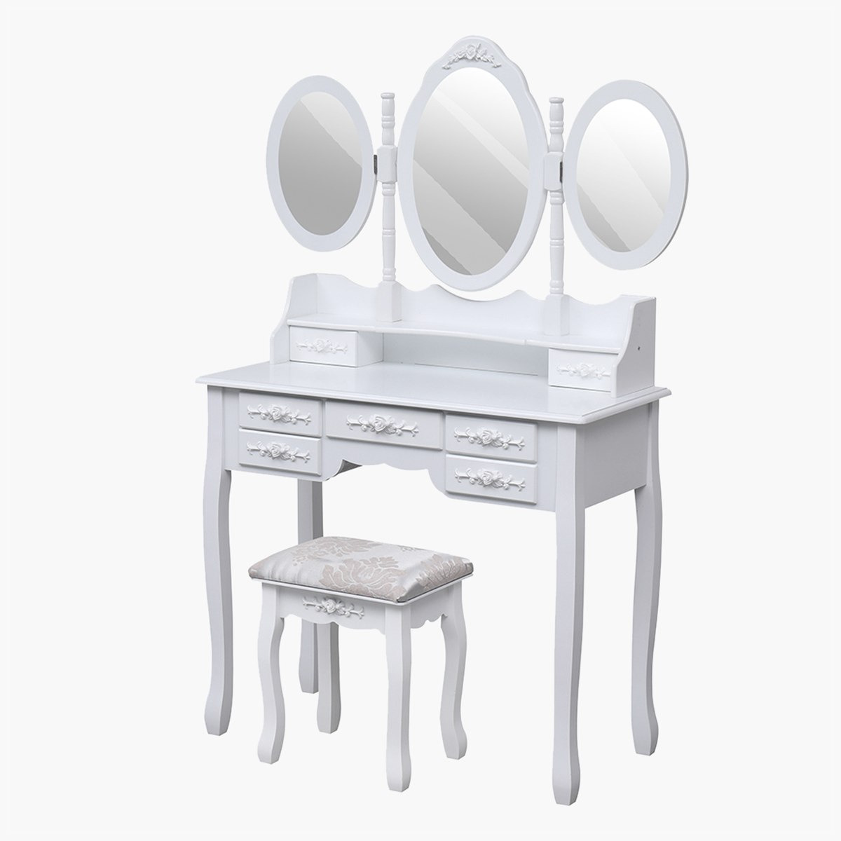 Princess Dana 7-Drawer Dresser with 3 Mirrors and Stool-hbxfurniture-kidsroom-kidsdressersandmirrors-image-16