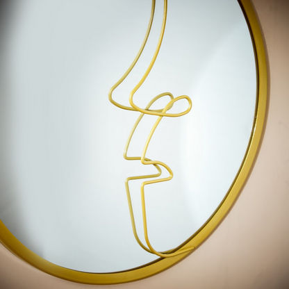 مرآة حائط معدنية مستديرة للديكور بتصميم وجه من فيينا - 35x1x35 سم