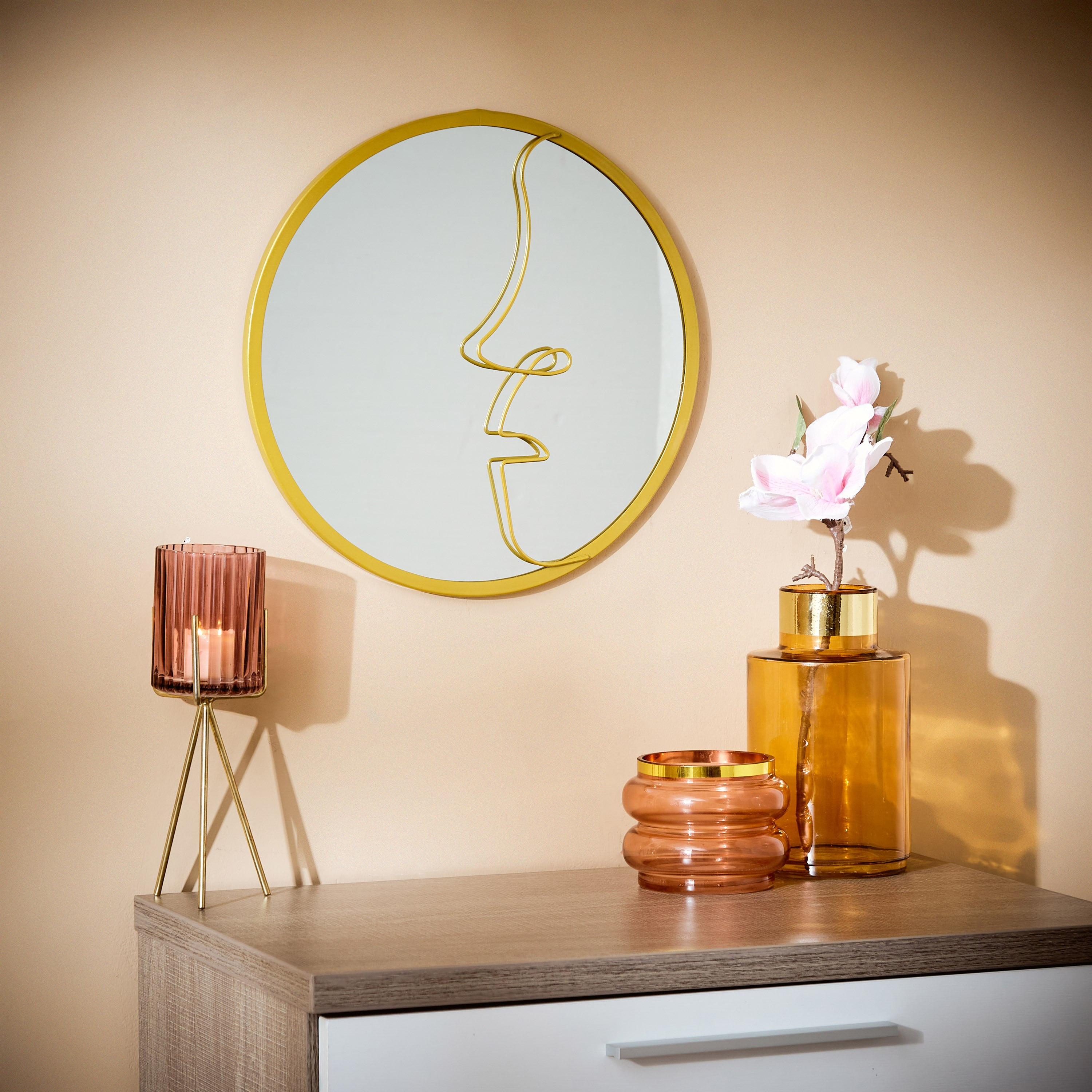 Vienna Face Decorative Round Metal Wall Mirror - 35x1x35 cm-PROMO_HB_AE_B1G1_250925-image-4
