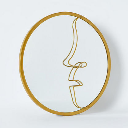 مرآة حائط معدنية مستديرة للديكور بتصميم وجه من فيينا - 35x1x35 سم