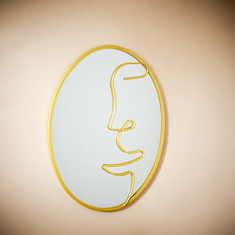 Vienna Face Decorative Oval Metal Wall Mirror - 25x1x35 cm