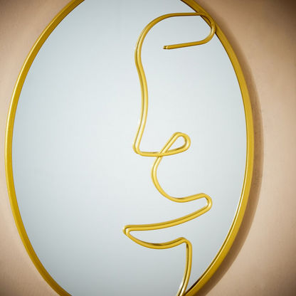 مرآة حائط معدنية بيضاوية بتصميم وجه من فيينا - 25x1x35 سم