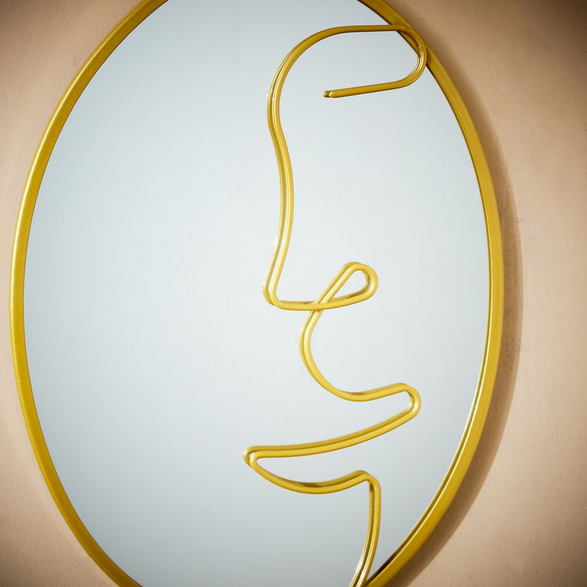 Vienna Face Decorative Oval Metal Wall Mirror - 25x1x35 cm-Mirrors-image-2