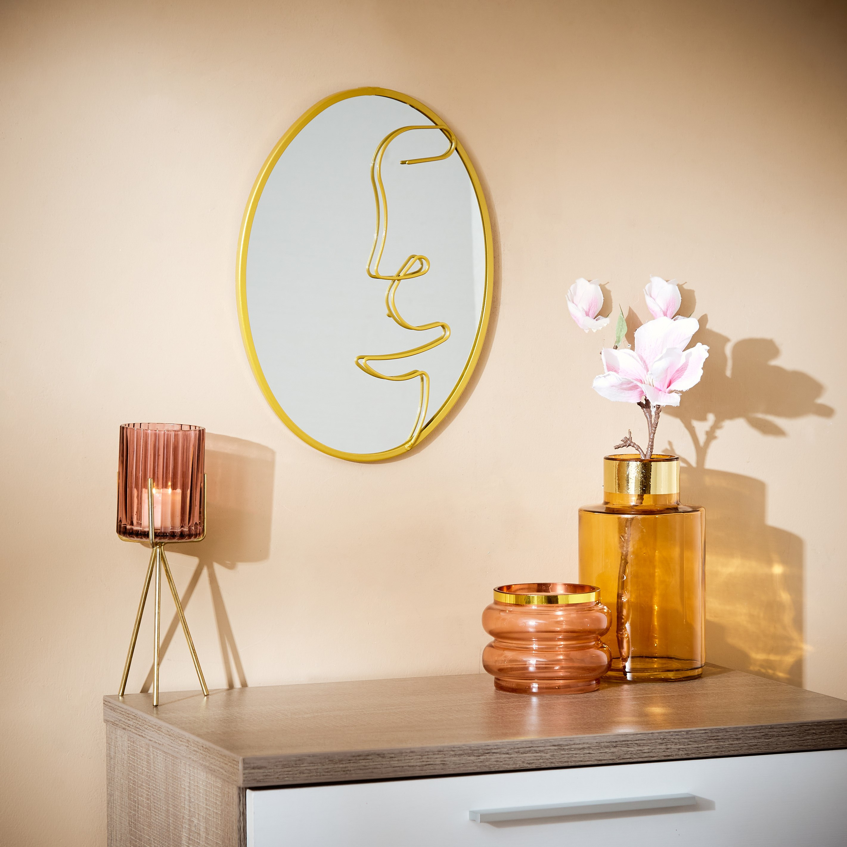 Vienna Face Decorative Oval Metal Wall Mirror - 25x1x35 cm-hbxhomeware-hbxdecorandfurnishings-image-4