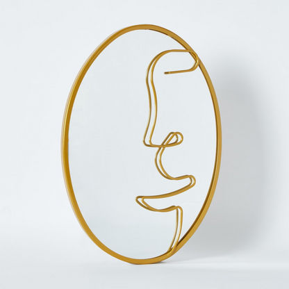 مرآة حائط معدنية بيضاوية بتصميم وجه من فيينا - 25x1x35 سم