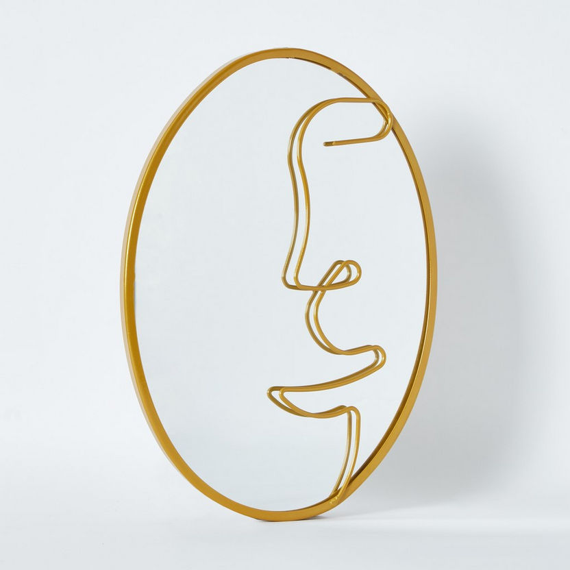 Vienna Face Decorative Oval Metal Wall Mirror - 25x1x35 cm-Mirrors-image-4