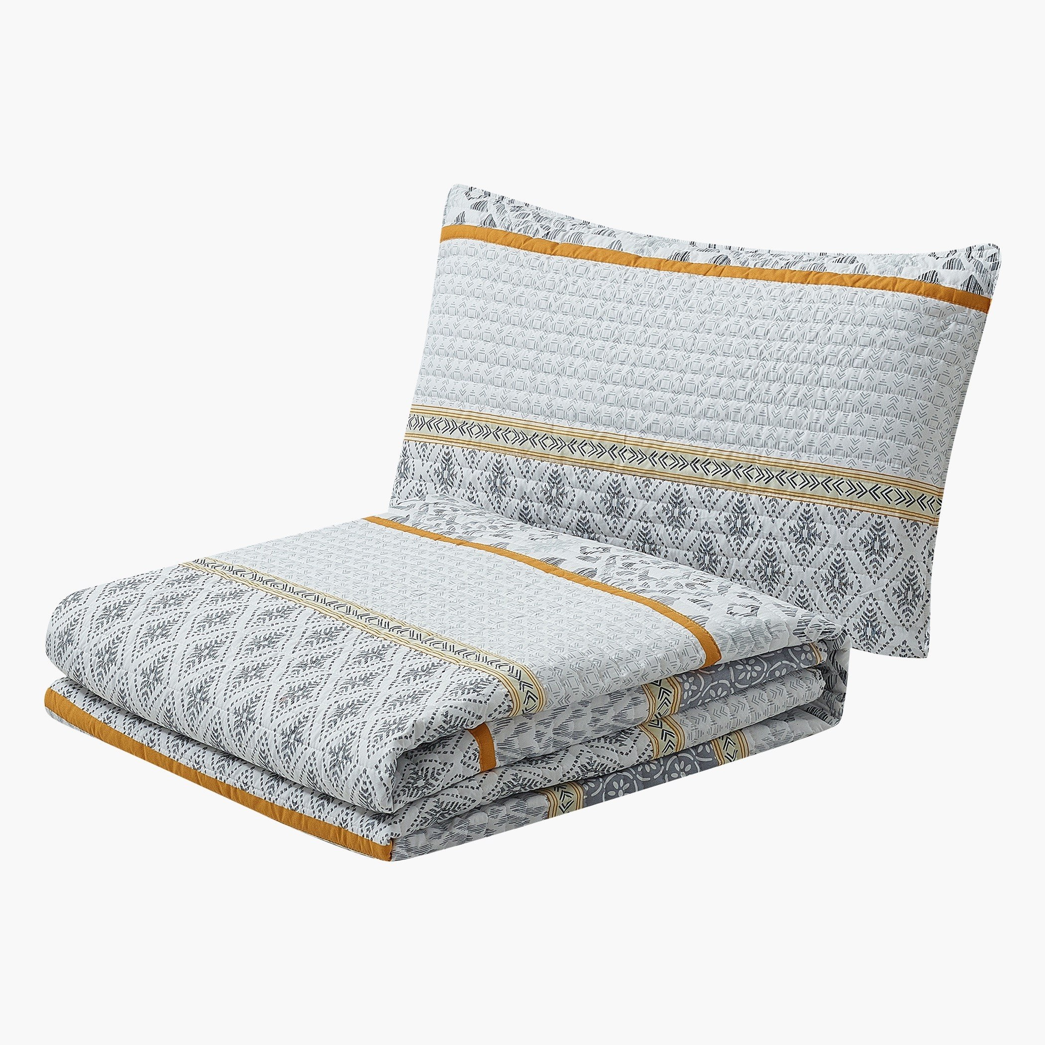 طقم مفرش سرير لحاف مزدوج من الألياف الدقيقة بطبعات 3 قطع من إليسا - 160x230 سم-hbxdecorandfurnishings-bedding-bedspreadsandquilts-image-4