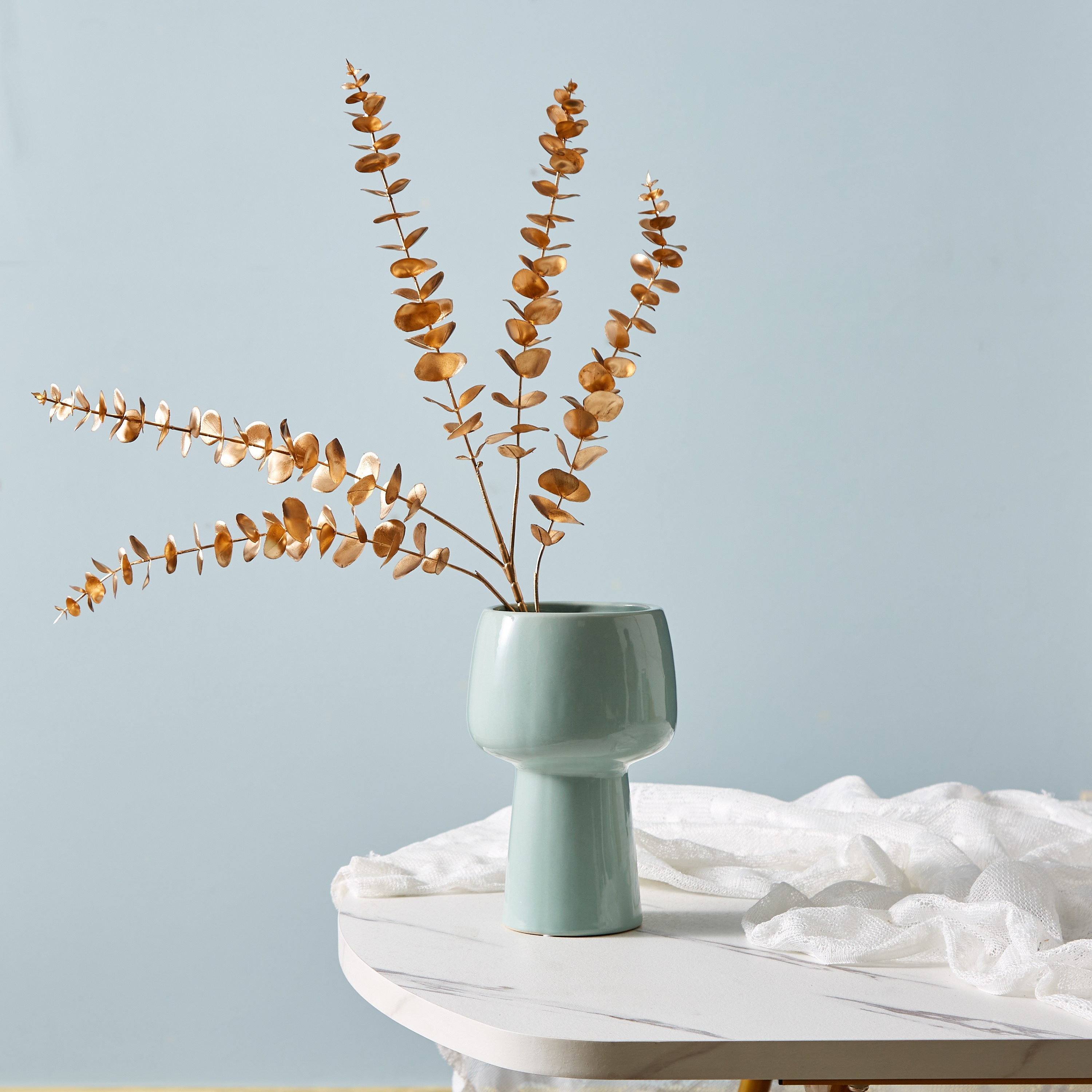 Sansa Ceramic Glass Votive  with Stand - 15x15x23 cm-hbxbedroom-decorandaccessories-vases-image-1