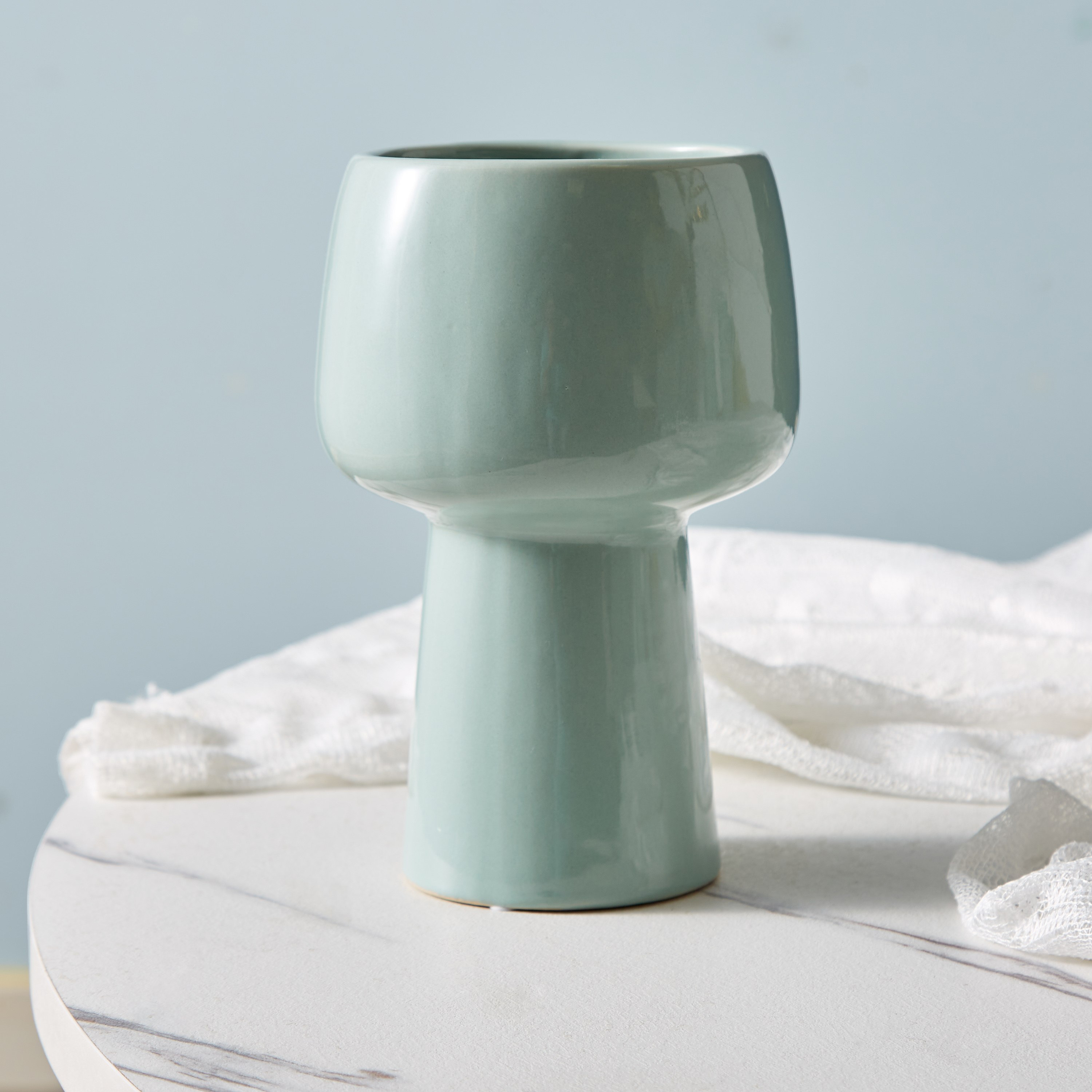 Sansa Ceramic Glass Votive  with Stand - 15x15x23 cm-hbxbedroom-decorandaccessories-vases-image-2