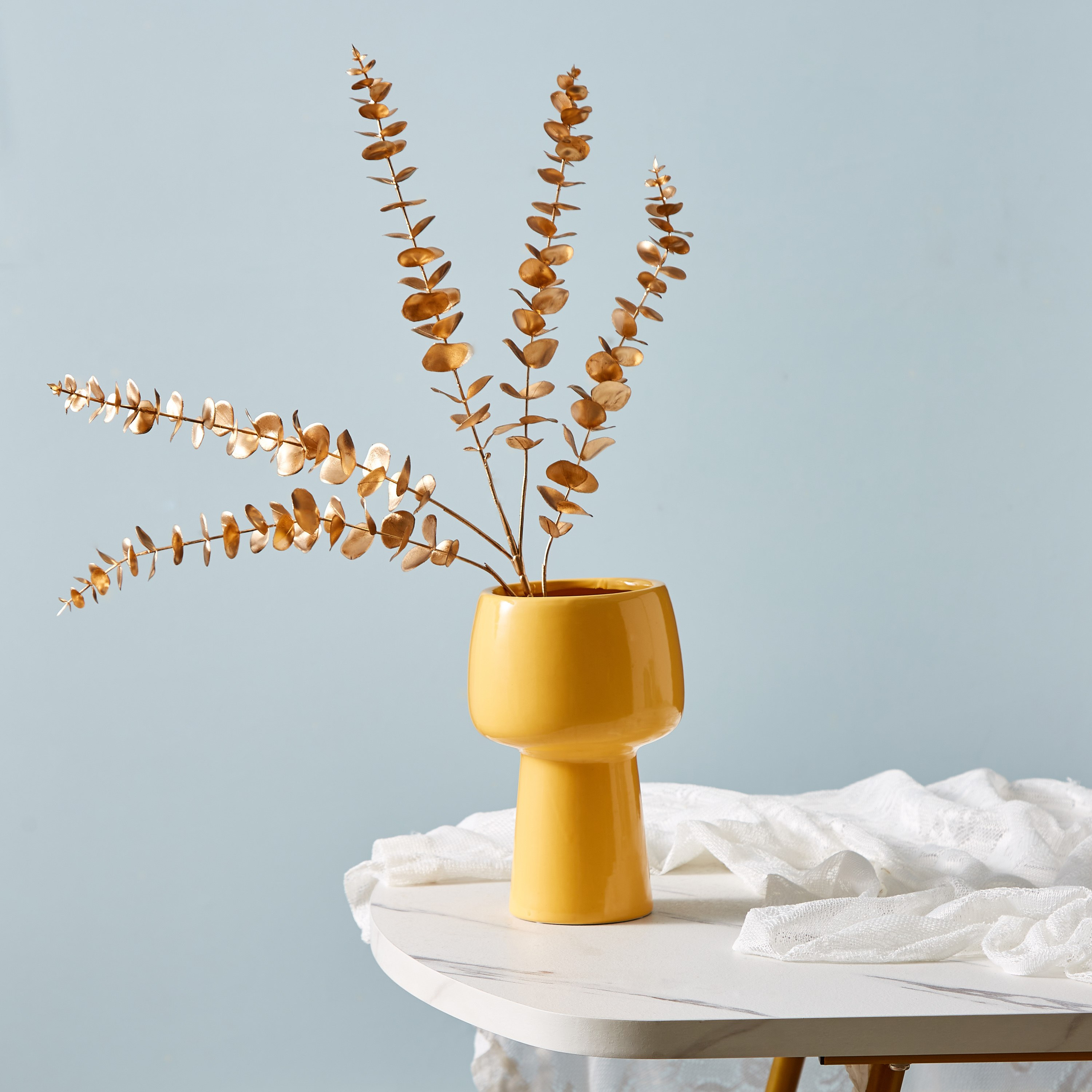 Sansa Ceramic Glass Votive with Stand - 15x15x23 cm-hbxbedroom-decorandaccessories-vases-image-1