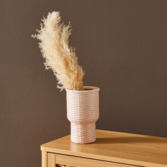 Sansa Tall Ceramic Weave Texture Vase - 12.5x12.5x20 cms