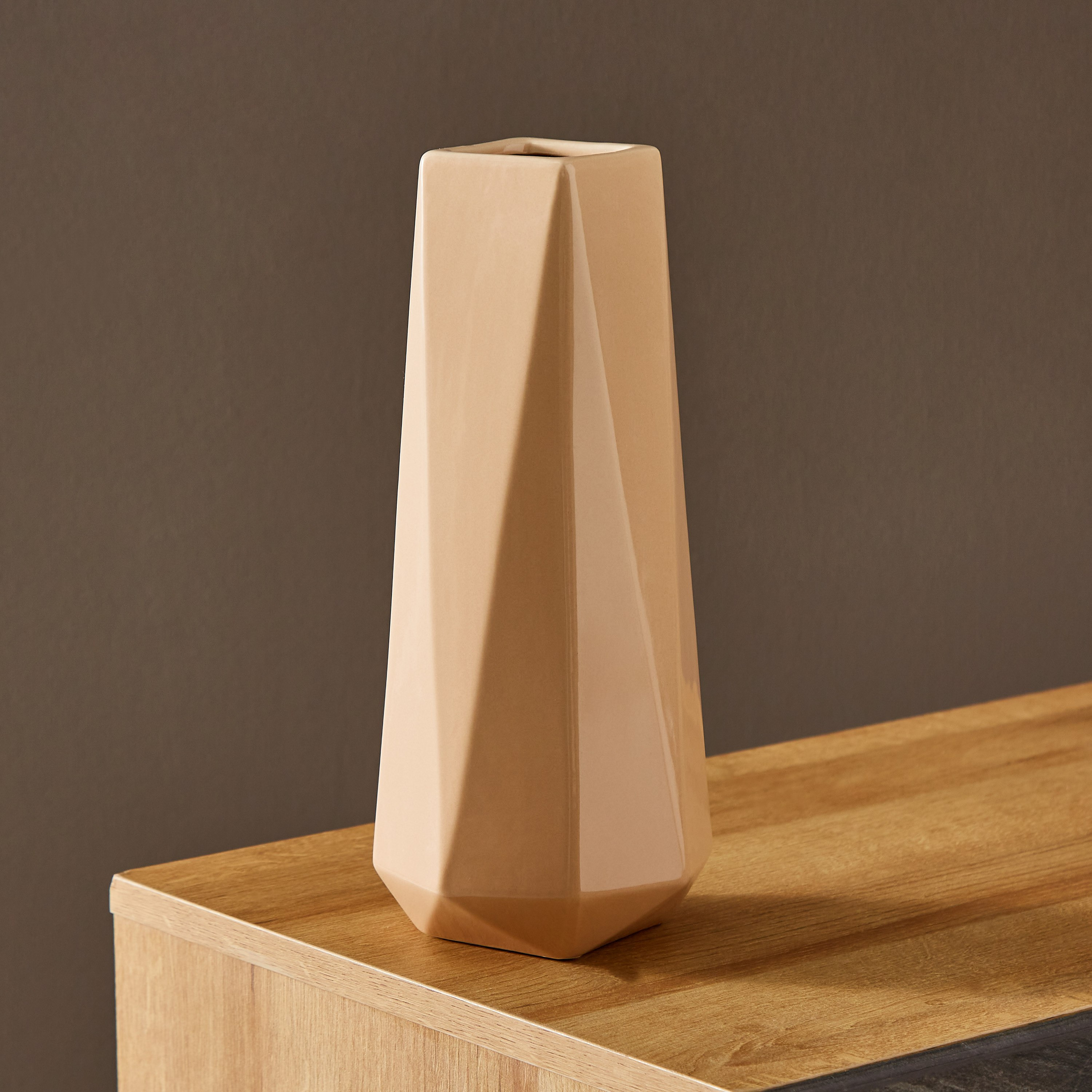 Sansa Ceramic Faceted Vase - 12.5x12.5x30 cm-hbxbedroom-decorandaccessories-vases-image-2