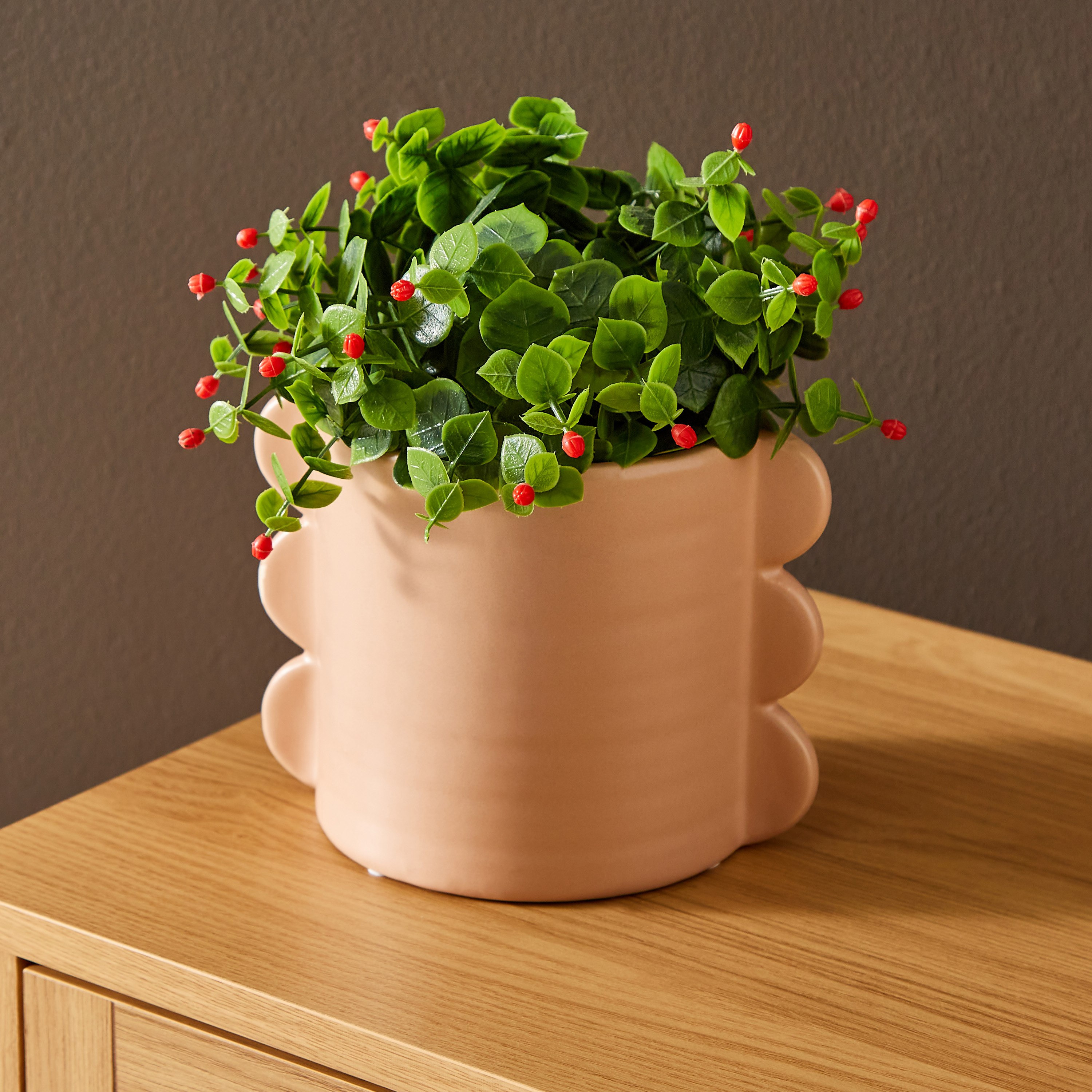 مزهرية أسطوانية سيراميك صغيرة بتصميم كروي من سانسا - 17.5x13.5x13.5 سم-hbxbedroom-decorandaccessories-vases-image-1