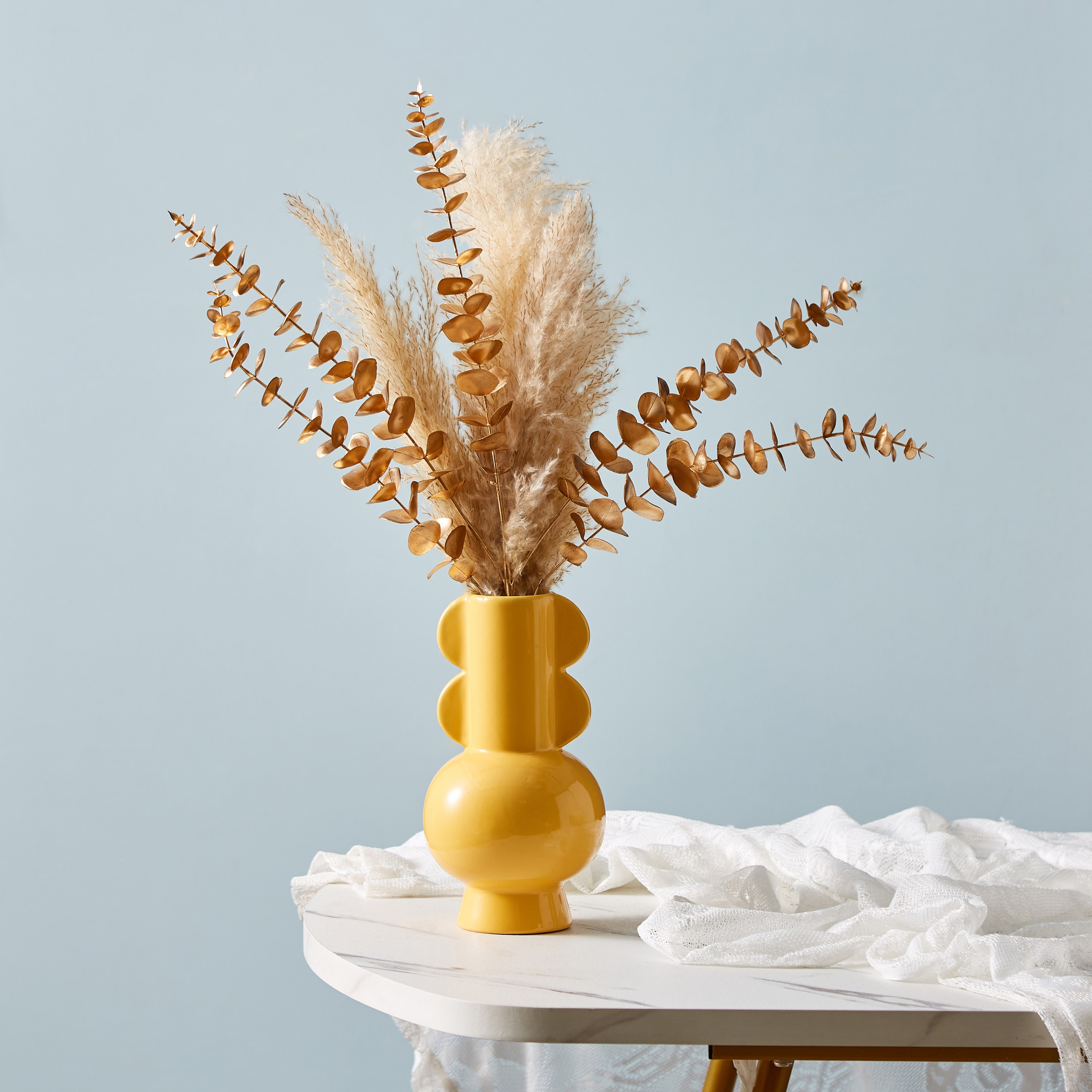مزهرية سيراميك مزيّنة بشكل كروي من سانسا - 13x13x24.5 سم-hbxbedroom-decorandaccessories-vases-image-1
